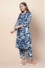 Women's Co-ord Set Cotton Collared Kurta with Pant Cord Set Outdoor Wear - Image 3
